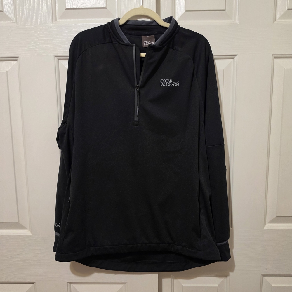 Oscar Jacobson Golf Mens 1/4 Zip Windbreaker Pullover Size XL Black Long Sleeve